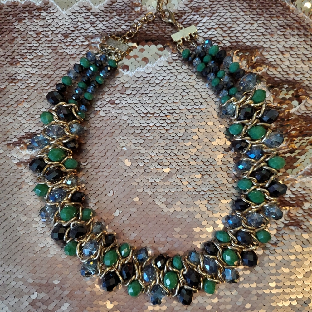 Gorgeous Peacock Crystal Cluster Statement Necklace